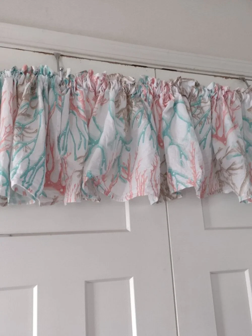 Set of 3 Nautical Valances of Multicolor Coral on a White Background